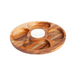 Fuente Redonda De Picoteos Teca | 5 Divisiones + Porcelana