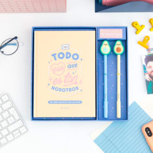 Set de libro rellenable amor + 2 lápices con forma