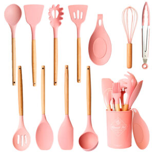 Set 13 Utensilios de Silicona | Rosa
